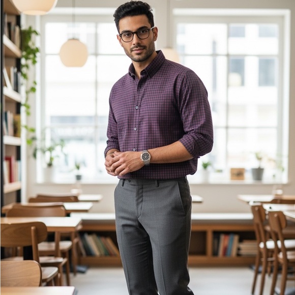 Stafford Other - Stafford Blue and Purple Checkered Shirt